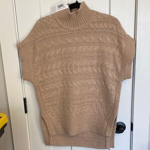 Unsubscribed Oversized Cable Tan Sweater Vest